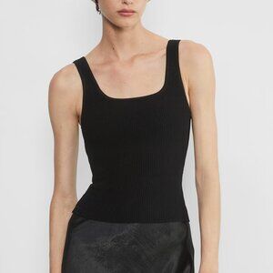 Aritzia Babaton Sculpt Knit Squareneck Tank Black XS